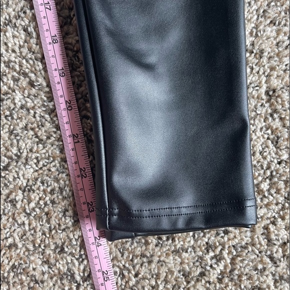 Black Faux Leather PU Women’s High Waist Leggings Cuffed Pants SMALL NWOT - Picture 9 of 10
